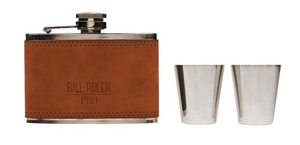 BILL ADLER FLASK AND SHOTGLASS SET