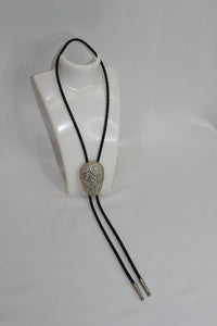 Leather Bolo Tie - Silver